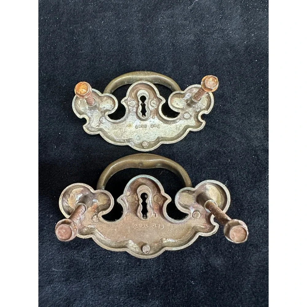 Vintage Brass Drawer Pulls Vintage Hardware Keyhole Bail Pull MCM 3.5